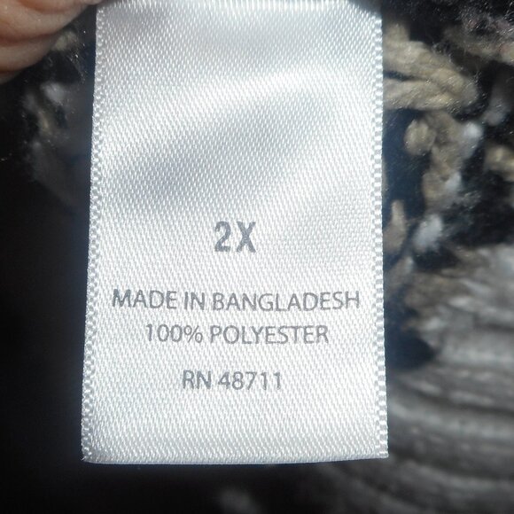 OPHELIS ROE, women's heavy pullover sweater, sz 2X black, white & beige - Picture 5 of 8